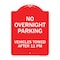 Signmission No Overnight Parking Vehicles Towed After 11 Pm, Red & White Aluminum Sign, 18" x 24", RW-1824-23827 A-DES-RW-1824-23827 - alternate 1